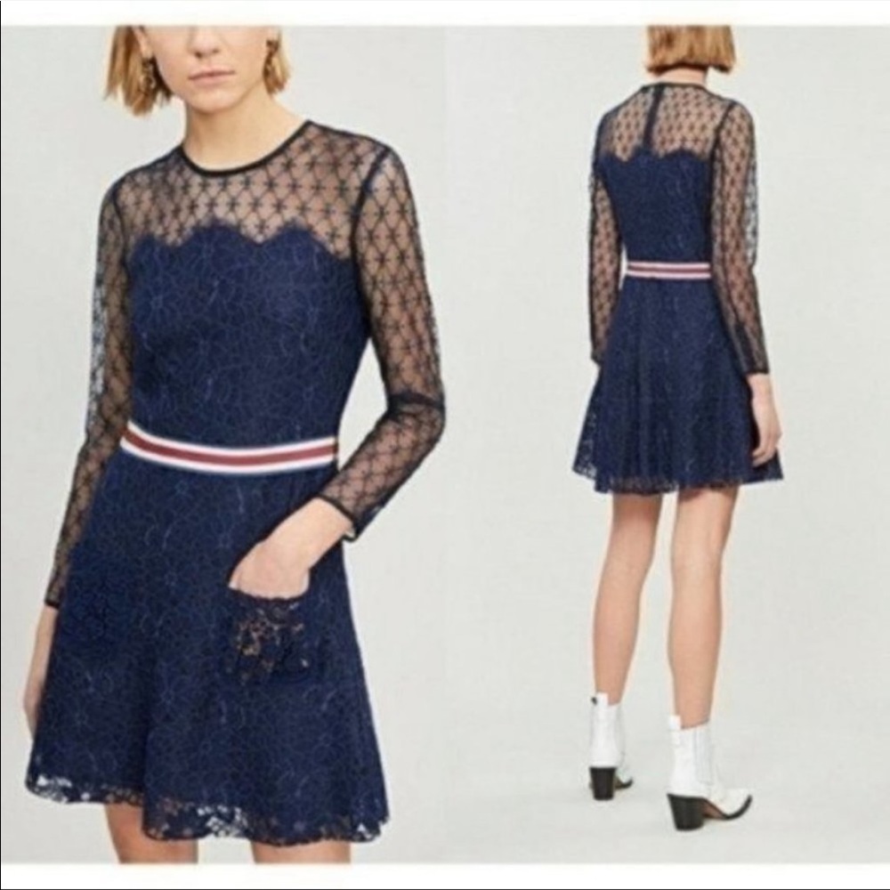 Sandro Long Sleeve Lace Dress Size 36
